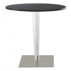 Kartell TopTop round laminated table, pleat leg, grey base