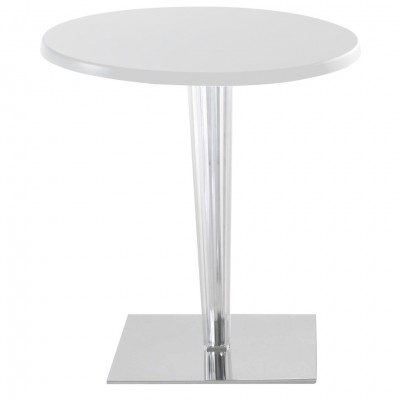 Kartell TopTop gloss lacquered round cafe table pleated leg chrome base
